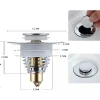 Dop scurgere chiuveta, universal, deschidere cu click, material oțel, diametru exterior 62 mm, culoare Argintiu