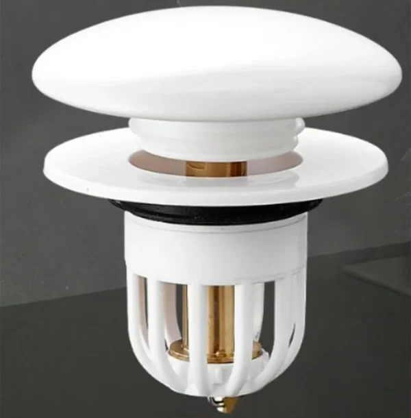 Dop scurgere chiuveta, universal, deschidere cu click, material oțel, diametru exterior 66 mm, culoare Alba