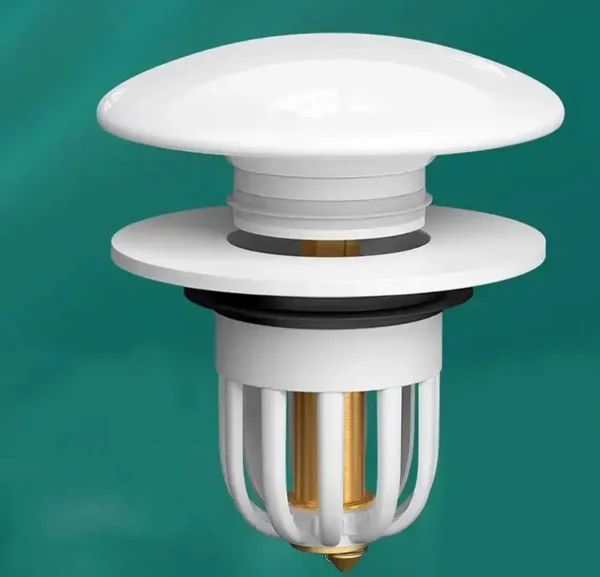 Dop scurgere chiuveta, universal, deschidere cu click, material oțel, diametru exterior 66 mm, culoare Alba