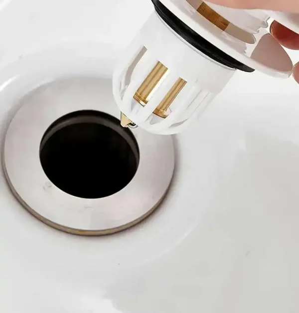 Dop scurgere chiuveta, universal, deschidere cu click, material oțel, diametru exterior 66 mm, culoare Alba