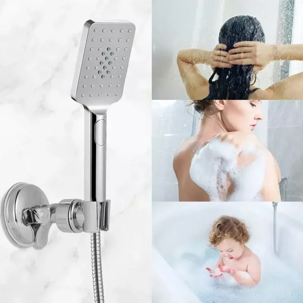 Suport pentru para de dus, montaj rapid cu ventuza, material ABS, finisaj cromat