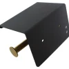 Suport pentru hartie igienica cu raft suplimentar, din otel, culoare neagra cu brat auriu