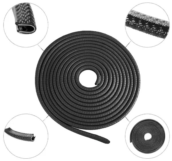 Banda flexibila pentru protectie contur portiere auto, profil "U", lungime 5m, culoare Neagra