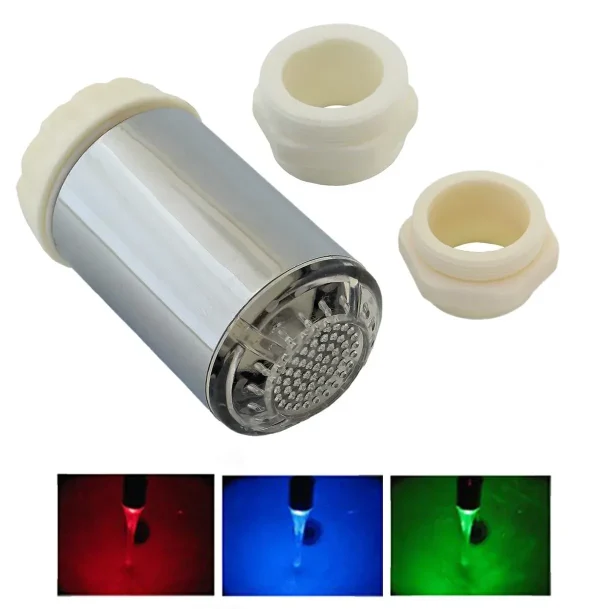 Cap robinet cu LED si senzor de temperatura, iluminare in 3 culori in functie de temperatura apei
