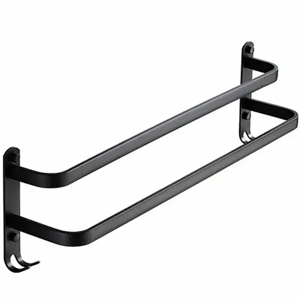 Suport de prosoape pentru baie tip "Mansarda" din aluminiu, lungime 60 cm, culoare Negru Mat