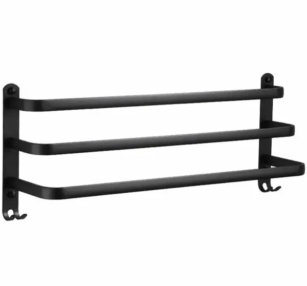 Suport de prosoape pentru baie tip "Mansarda" din aluminiu, lungime 50 cm, culoare Negru Mat