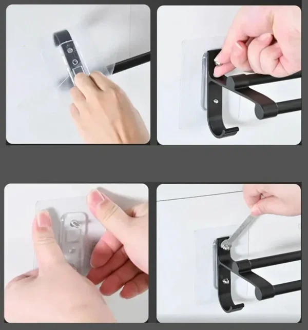 Suport de prosoape pentru baie tip "Mansarda" din aluminiu, lungime 50 cm, culoare Negru Mat