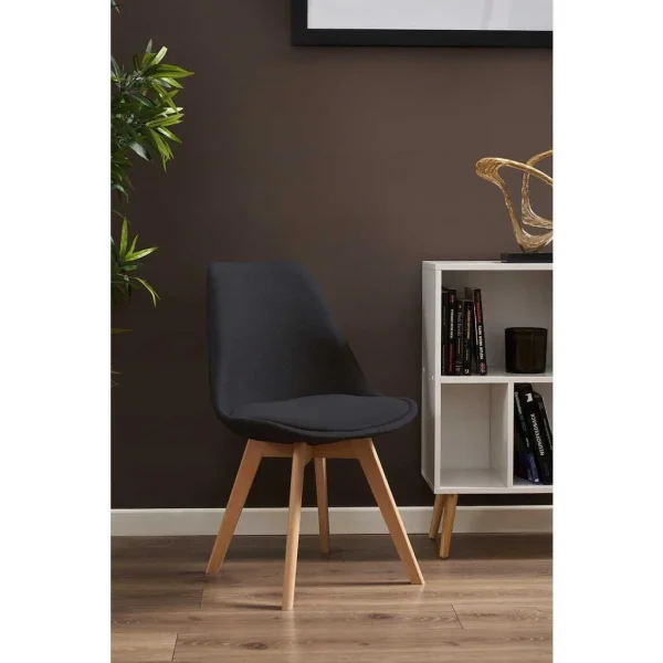 Scaun bucatarie/living, stofa, lemn, negru, 49x55x82 cm, Alta