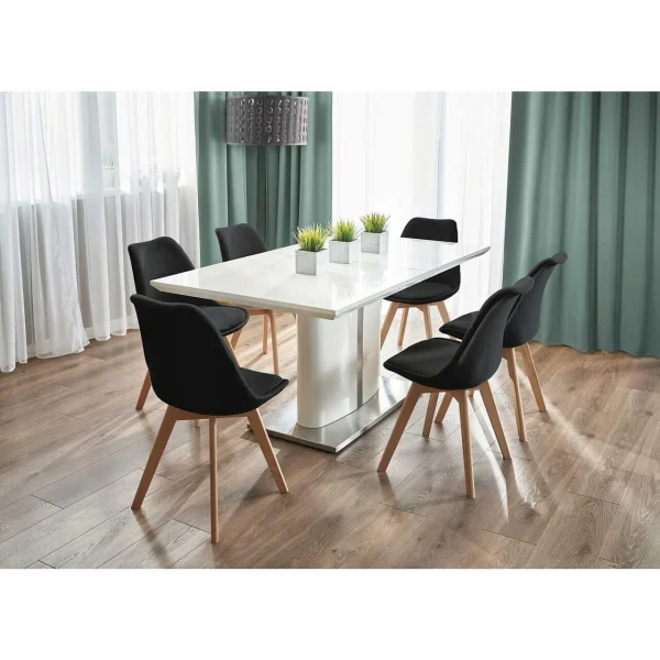 Scaun bucatarie/living, stofa, lemn, negru, 49x55x82 cm, Alta