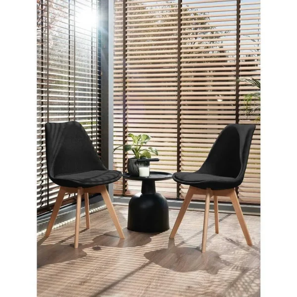 Scaun bucatarie/living, stofa, lemn, negru, 49x55x82 cm, Alta