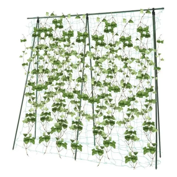 Ansamblu suport araci cu plasa pentru cresterea plantelor cataratoare, castraveti, fasole, mazare, 180x180x1.1 cm