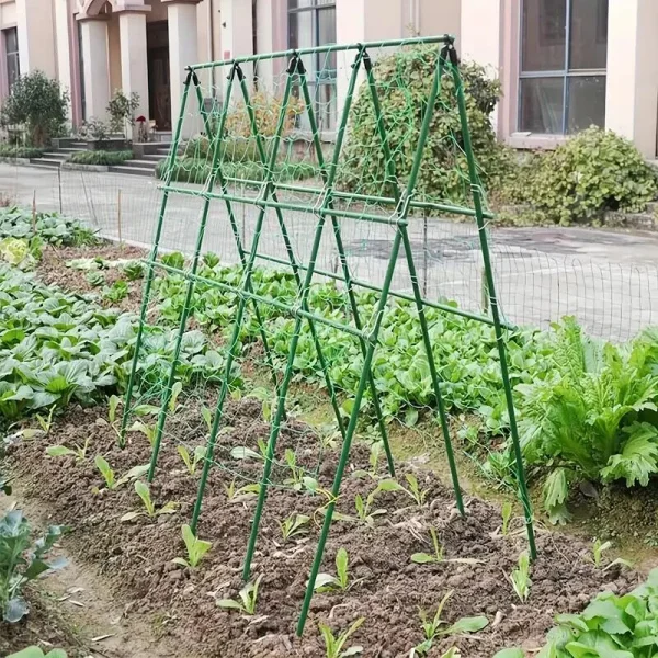 Ansamblu suport araci cu plasa pentru cresterea plantelor cataratoare, castraveti, fasole, mazare, 180x180x1.6 cm