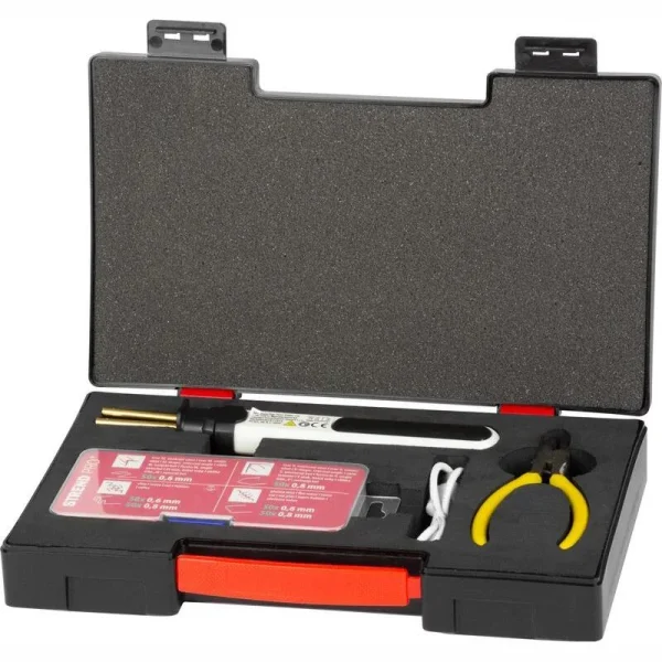Aparat de lipit/sudat plastic, Strend Pro, cu trusa capse, cleste si geanta, incarcare USB, 2000 mAh