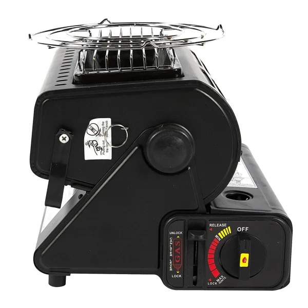 Aragaz camping, portabil, Micul Fermier, 2 in 1, incalzitor, 1.3 kW, un arzator, aprindere piezo-electrica, 29x24x27 cm