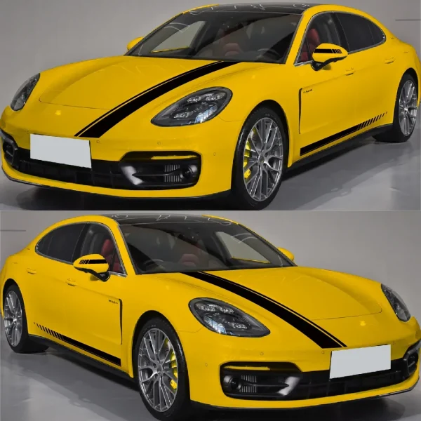 Set 5 stickere autoadezive Tuning, model "Racing Stripes V1", dimensiune 190 cm, culoare Neagra