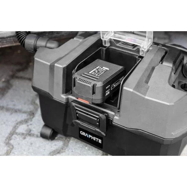 Aspirator de atelier, umed-uscat, 18V Li-ion (acumulator neinclus), functie suflare, cu accesorii, Graphite Energy