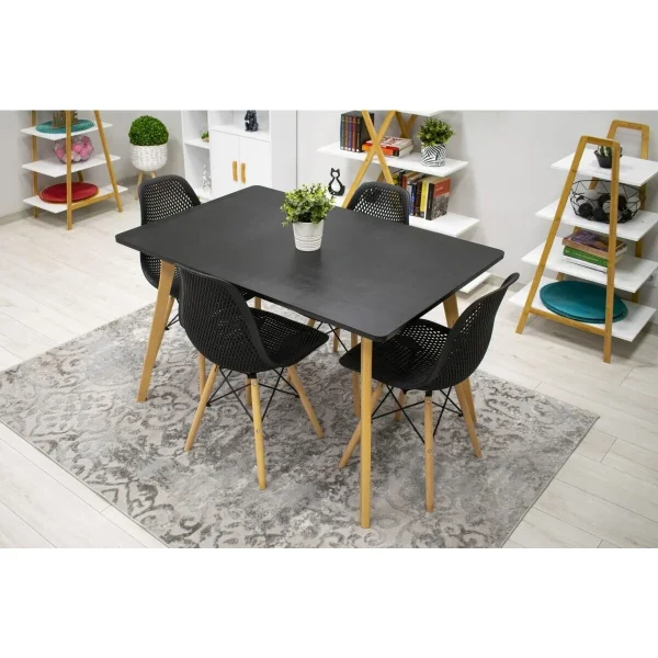 Scaun stil scandinav, Artool, Maro, PP negru, picioare lemn natur, 44.5x51x82.5 cm