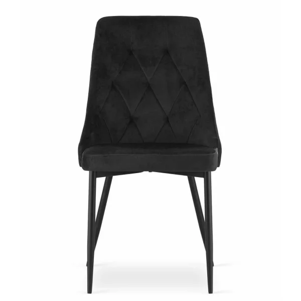 Scaun bucatarie/living, Artool, Imola, catifea negru, picioare metal negru, 48.5x61x93.5 cm