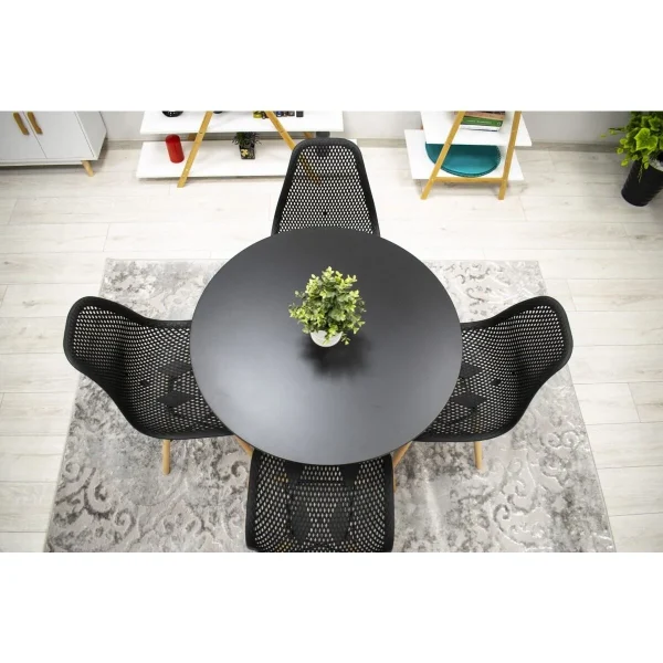 Scaun stil scandinav, Artool, Maro, PP negru, picioare lemn natur, 44.5x51x82.5 cm