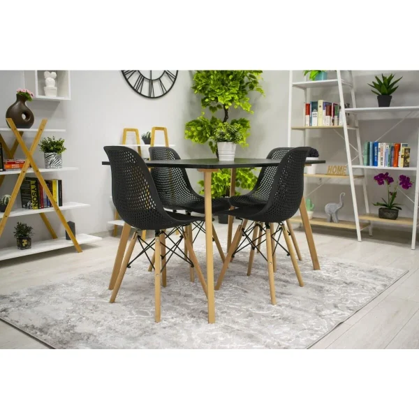 Scaun stil scandinav, Artool, Maro, PP negru, picioare lemn natur, 44.5x51x82.5 cm