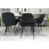 Scaun stil fotoliu bucatarie/living, Artool, Lugo, catifea neagra, picioare metal negru, 57.5x56.5x86.5 cm