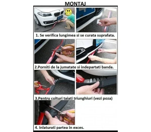 Protectie spoiler, prelungire bara fata/spate din cauciuc, culoare NEGRU