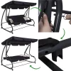 Balansoar gradina, 4 locuri, negru, 220x120x162 cm, functie pat, Linda