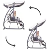 Balansoar gradina, Springos, 3 locuri, ecru si gri, 194x122x167-200 cm, functie pat, max 280 kg, Venetia