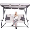 Balansoar gradina, Springos, 3 locuri, ecru si gri, 194x122x167-200 cm, functie pat, max 280 kg, Venetia