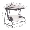 Balansoar gradina, Springos, 3 locuri, ecru si gri, 194x122x167-200 cm, functie pat, max 280 kg, Venetia