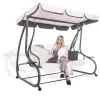 Balansoar gradina, Springos, 3 locuri, ecru si gri, 194x122x167-200 cm, functie pat, max 280 kg, Venetia