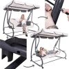 Balansoar gradina, Springos, 3 locuri, ecru si gri, 194x122x167-200 cm, functie pat, max 280 kg, Venetia