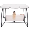 Balansoar gradina, Springos, 3 locuri, ecru si gri, 194x122x167-200 cm, functie pat, max 280 kg, Venetia