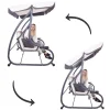 Balansoar gradina, Springos, 3 locuri, ecru si gri, 194x122x167-200 cm, functie pat, max 280 kg, Venetia
