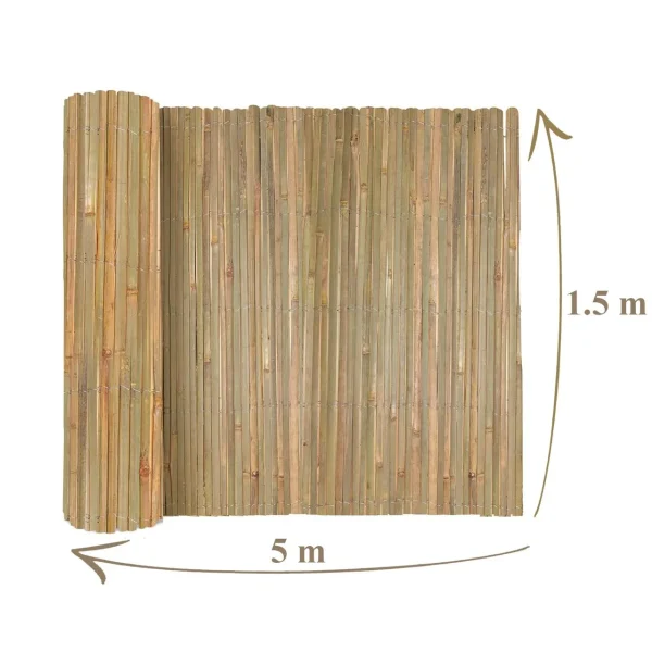 Gard/paravan din bambus natural, 5x1.5 m