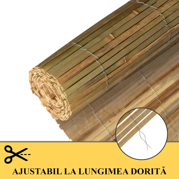 Gard/paravan din bambus natural, 5x1.5 m