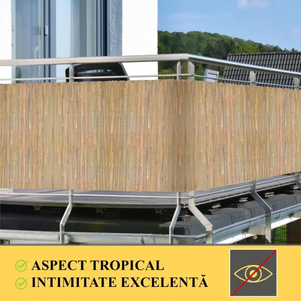 Gard/paravan din bambus natural, 5x2 m