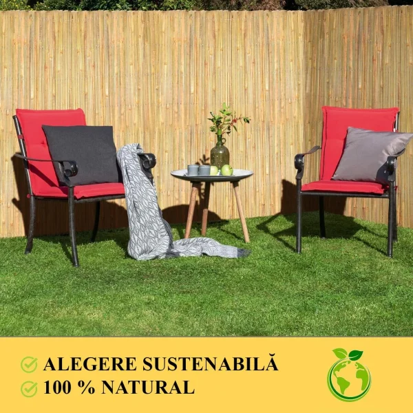 Gard/paravan din bambus natural, 5x1.5 m