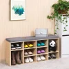 Banca depozitare incaltaminte, pantofar pentru hol, Artool, pal, 10 rafturi, stejar si gri, 104x30x48 cm