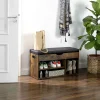Banca depozitare incaltaminte, pantofar pentru hol, Artool, pal, 3 rafturi, maro rustic inchis, 80x30x44 cm