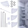 Organizator baie, raft de baie de tip "coltar" cu brat telescopic, cu 4 etajere si suport pentru prosop
