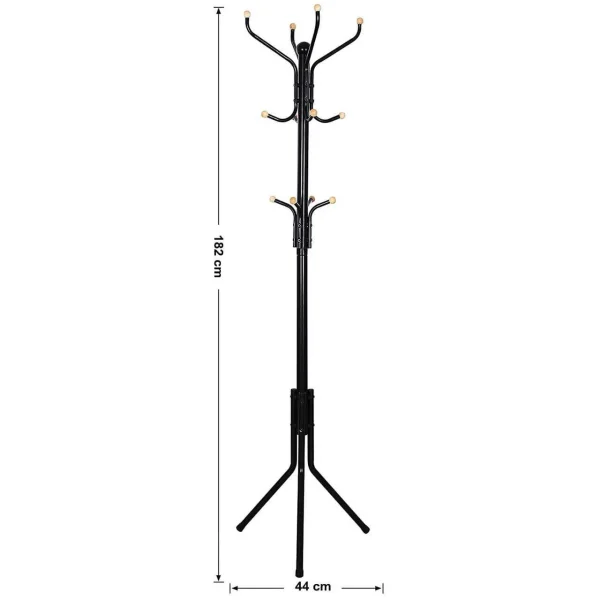 Cuier, Songmics, 12 carlige, metal, negru, 44x44x182 cm