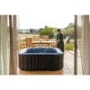 Piscina jacuzzi, gonflabila, patrata, cu pompa 1800 L/h, filtru, prelata acoperire, negru si albastru, 930 L, 6 persoane, 185x185x68 cm, MSpa