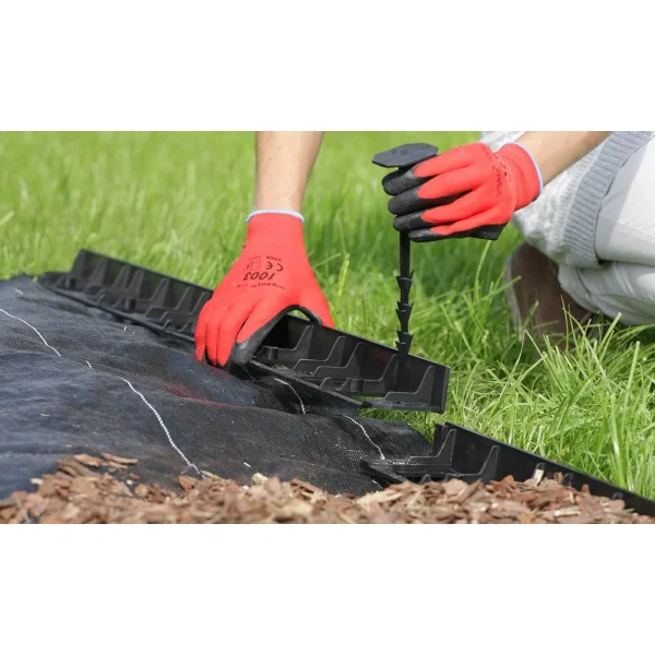 Bordura pentru gazon, plastic, 28 cuie tip harpon, 8 m 