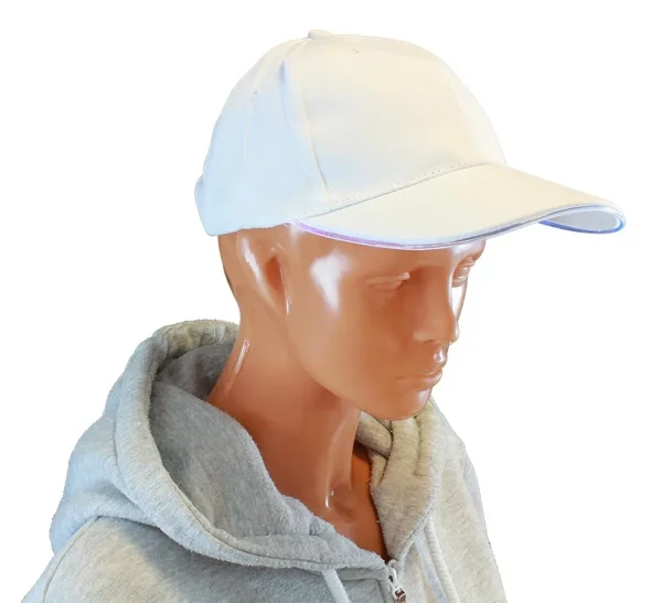 Sapca de tip baseball, cu cozoroc iluminat RGB, culoare Alba, marime universala, reglabila