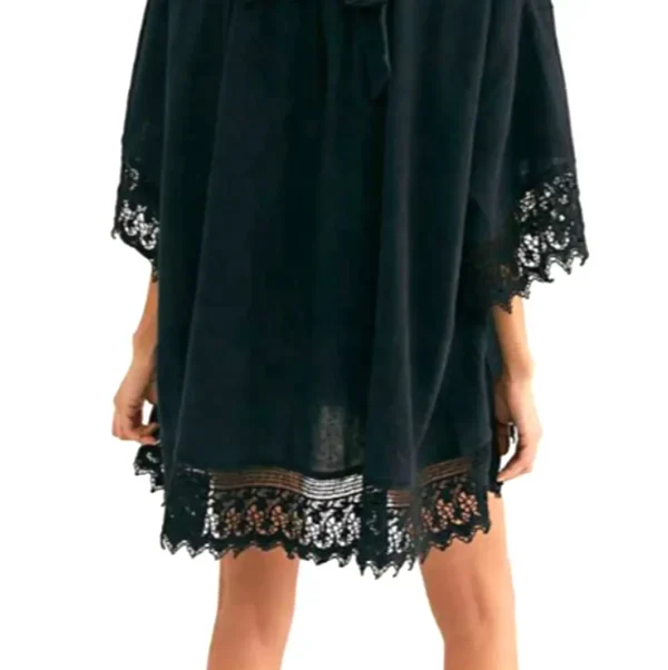 Tunica, Rochie de plaja aerisita, ușoara și delicata, culoare Neagra, dimensiune Universala