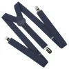 Bretele elegante pentru pantaloni, inguste, tip Y cu 3 catarame, culoare Albastru Marin
