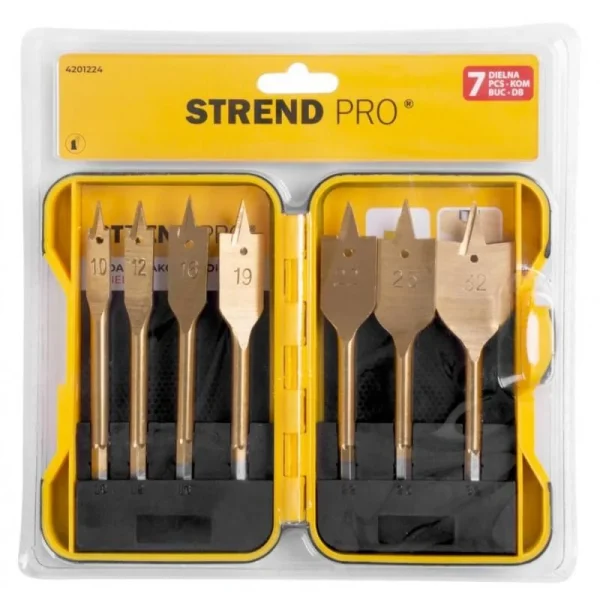 Burghiu plat pentru lemn, set 7 buc, 10-32 mm, Strend Pro