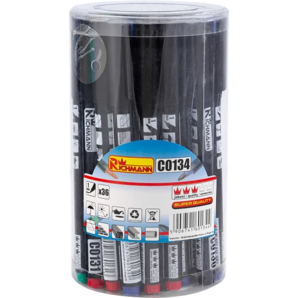 Set 36 buc marker permanent subtire, 4 culori, Richmann