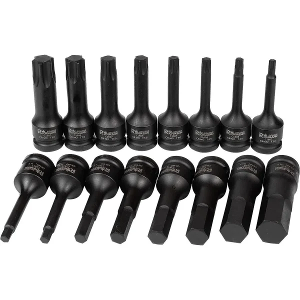 Set capete tubulare de impact TORX si IMBUS, sertar TIP A (385x150 mm) pentru dulap mobil, T30-T80, H5-H19, 1/2", 16 buc, RICHMANN EXCLUSIVE